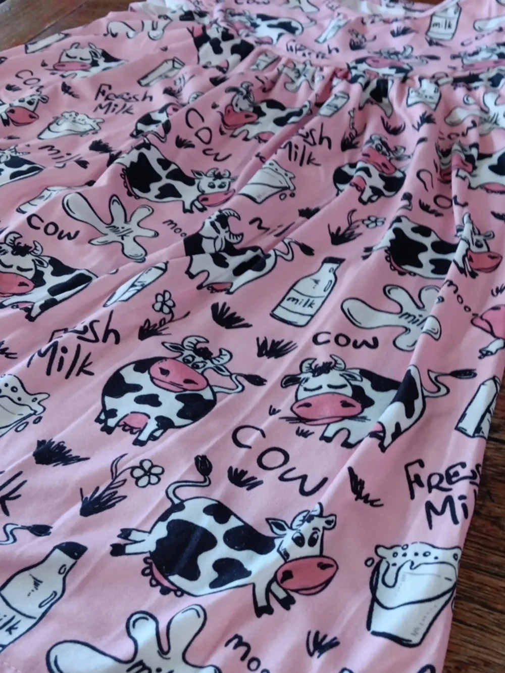 Kids Pink Cow Print Dress - Fresh Milk Pattern